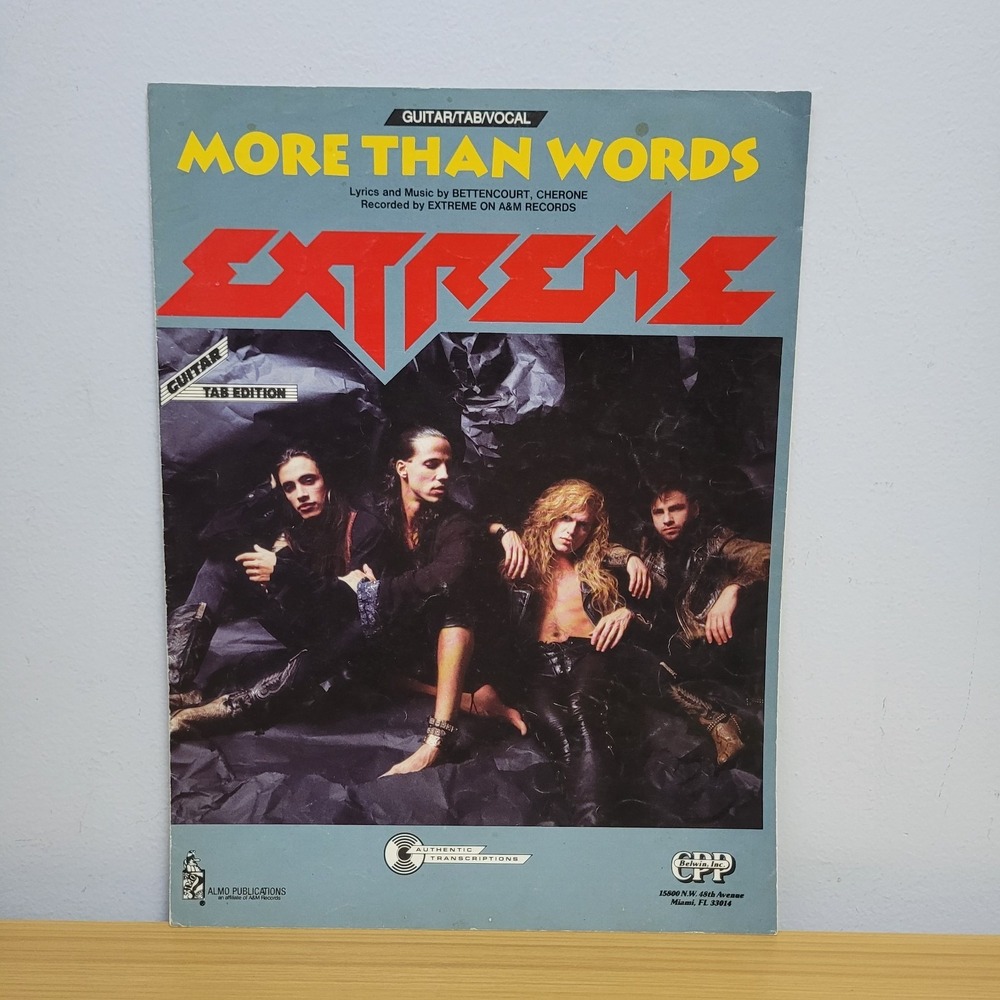 Extreme "More Than Words" Guitar TAB Vocal Sheet Music 1990 Vintage Authentic